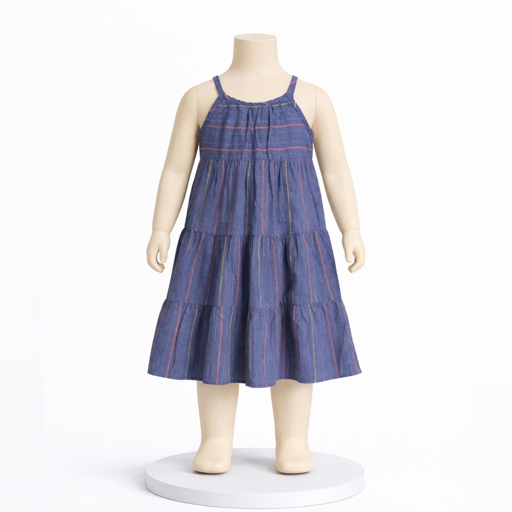 Cat & Jack Blue Dress with Colorful Stripes
